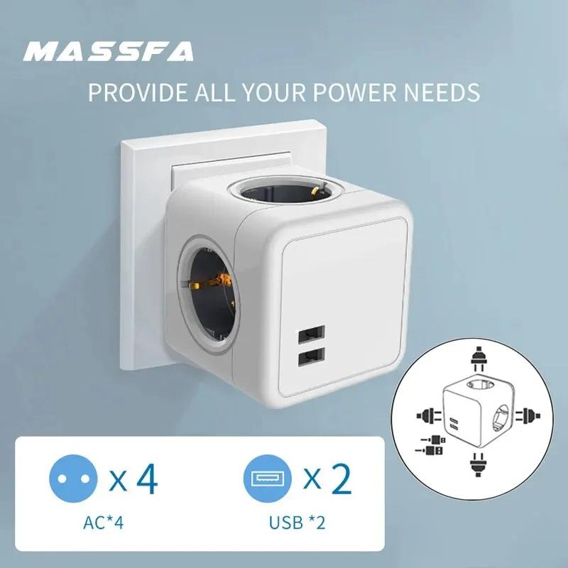 MASSFA Ƽ 2 USB Ƽ  ÷ ť  ͽټ ,  繫ǿ , EU ܼƮ 4 , 3680W